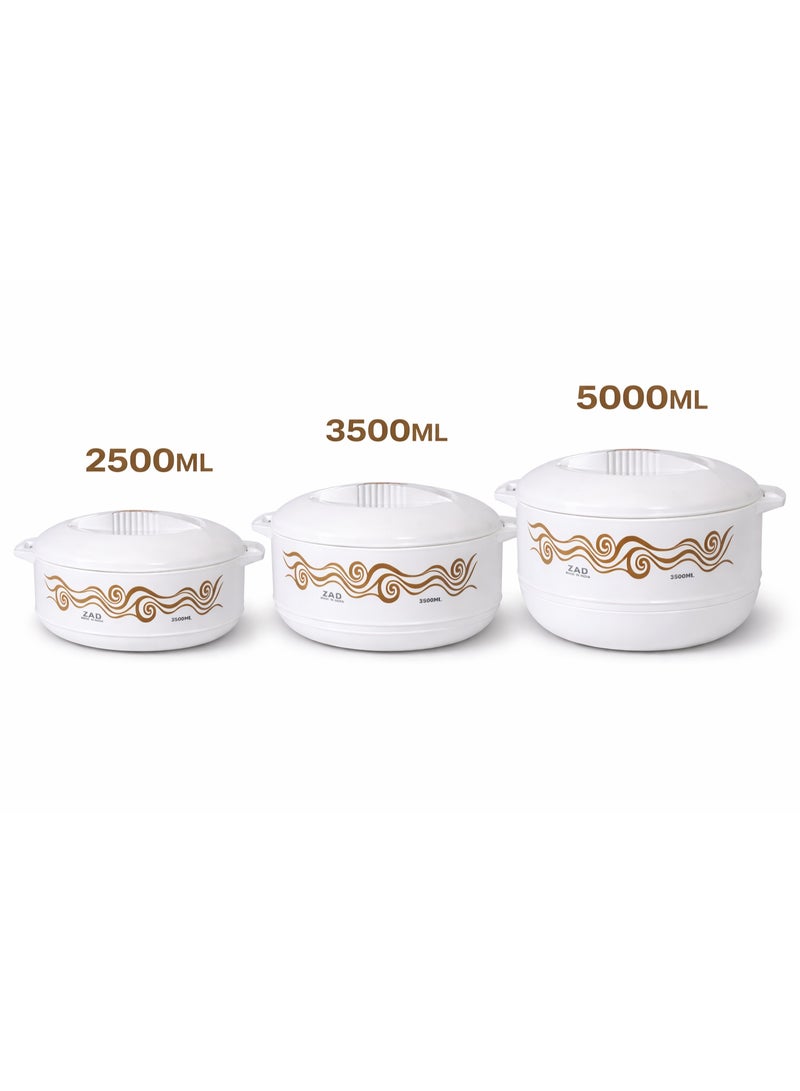 زاد طقم حافظات طعام حرارية حجم كبير 3 قطع – سعات 2500 / 3500 / 5000 مل – تصميم أنيق للحفاظ على السخونة والبرودة - Image 3